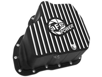 aFe Pro Series Engine Oil Pan Black w/ Machined Fins - Chevy/GMC 2011-2016 6.6L - Capacity 11, Height 5.96 in