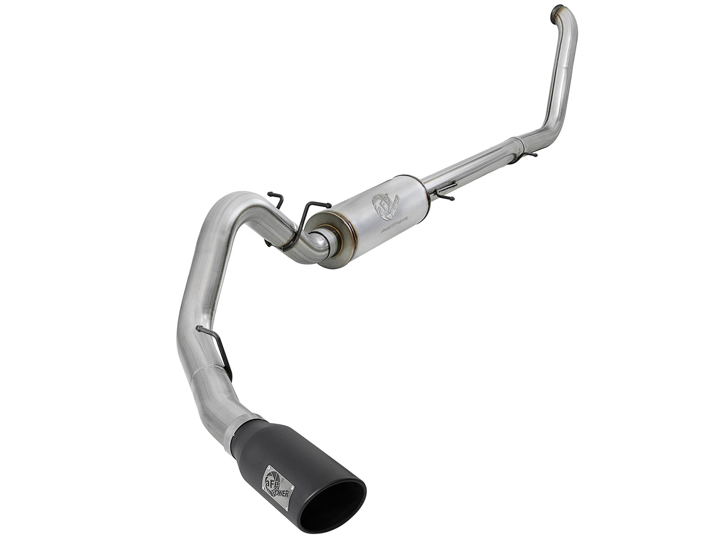 aFe Large Bore-HD 4 IN 409 Stainless Steel Turbo-Back Exhaust System w/ Black Tip
