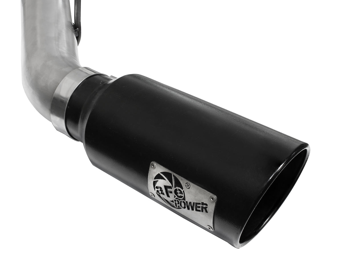 aFe Large Bore-HD 4 IN 409 Stainless Steel DPF-Back Exhaust System w/Black Tip - Ford 2011-2014 6.7L