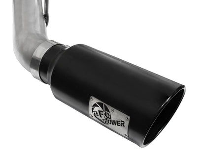 aFe Large Bore-HD 4 IN 409 Stainless Steel DPF-Back Exhaust System w/Black Tip - Ford 2011-2014 6.7L