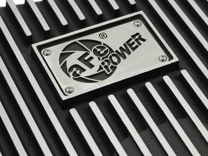aFe Pro Series Transmission Pan Black w/ Machined Fins - Ford 2011-2021 6.2L/6.7L