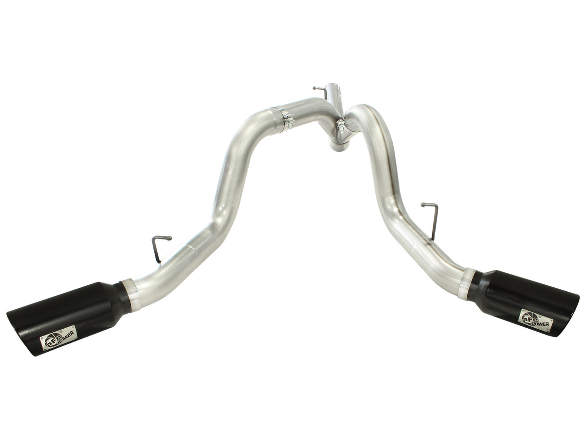 aFe Large Bore-HD 4 IN 409 Stainless Steel DPF-Back Exhaust System w/Black Tip - Chevy/GMC 2011-2016 6.6L