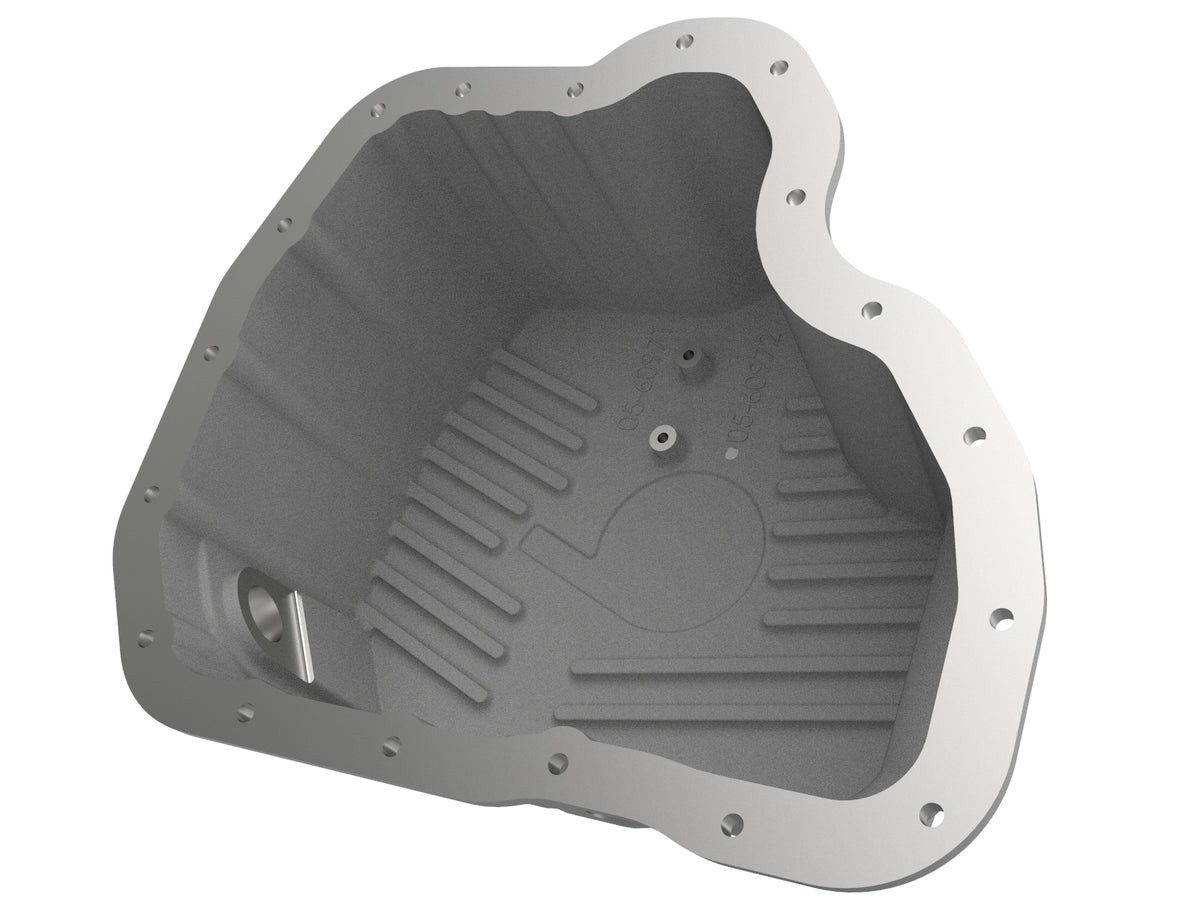 aFe Street Series Engine Oil Pan Raw w/ Machined Fins - Chevy/GMC 2011-2016 6.6L - Capacity 11, Height 5.96 in