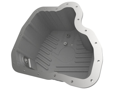 aFe Street Series Engine Oil Pan Raw w/ Machined Fins - Chevy/GMC 2011-2016 6.6L - Capacity 11, Height 5.96 in
