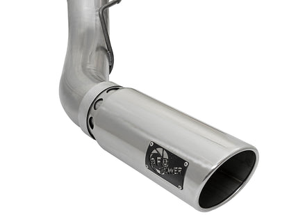 aFe Large Bore-HD 5 IN 409 Stainless Steel DPF-Back Exhaust System w/Polished Tip - Ford 2017-2026 6.7L