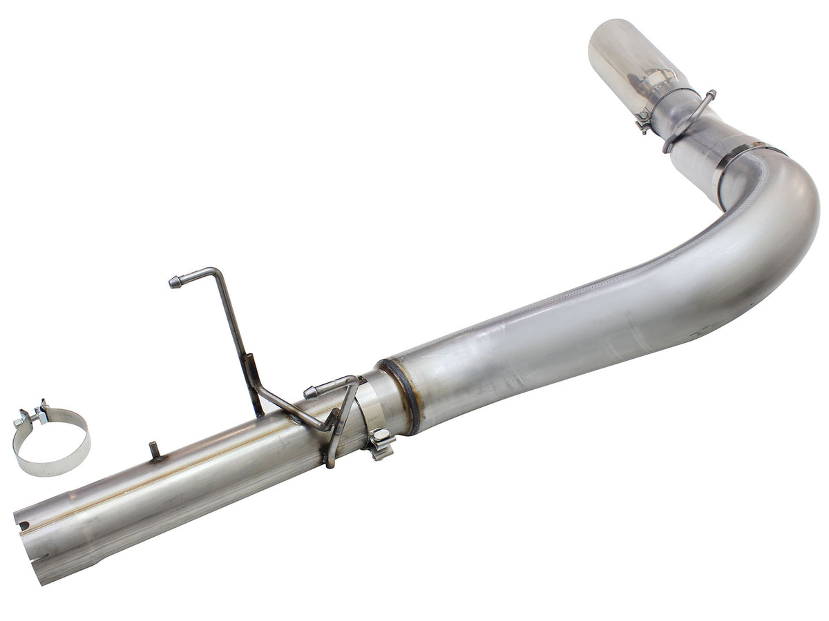 aFe Large Bore-HD 5 IN 409 Stainless Steel DPF-Back Exhaust System w/Polished Tip - Ram 2013-2018 6.7L - 49-42051-1P