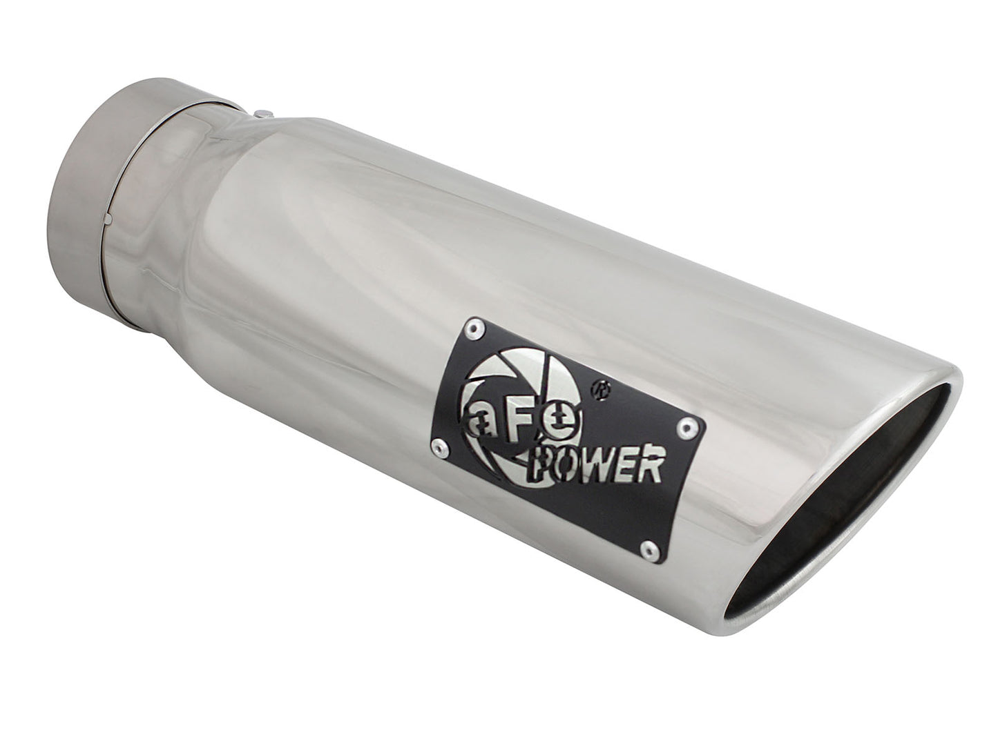 aFe MACH Force-Xp 409 Stainless Steel Clamp-on Exhaust Tip Polished - Right, Inlet Inside Diameter 4 in
