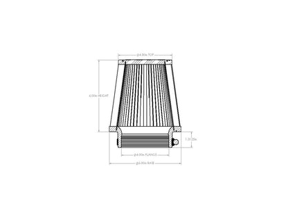 aFe Magnum FORCE Intake Replacement Air Filter w/ Dura-Dry Media - Flange Inside Diameter 4 in, Base Diameter 6 in
