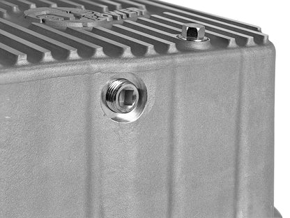 aFe Street Series Engine Oil Pan Raw w/ Machined Fins - Chevy/GMC 2001-2010 6.6L - Capacity 12, Height 6.94 in