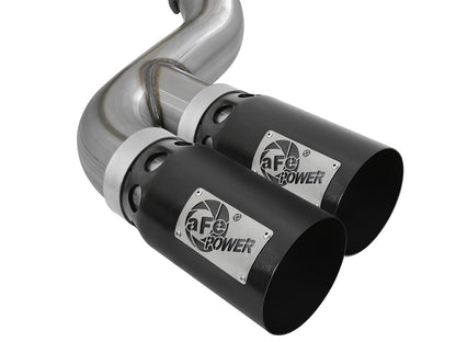 aFe Rebel XD Series 4 IN 409 Stainless Steel DPF-Back Exhaust w/Dual Black Tips - Ford 2011-2014 6.7L