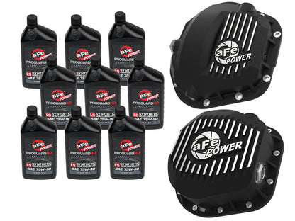 aFe Front & Rear Differential Cover Package w/ Oil - Ford 2017-2022 6.7L - Cover Bolt Hole Quantity 10/12