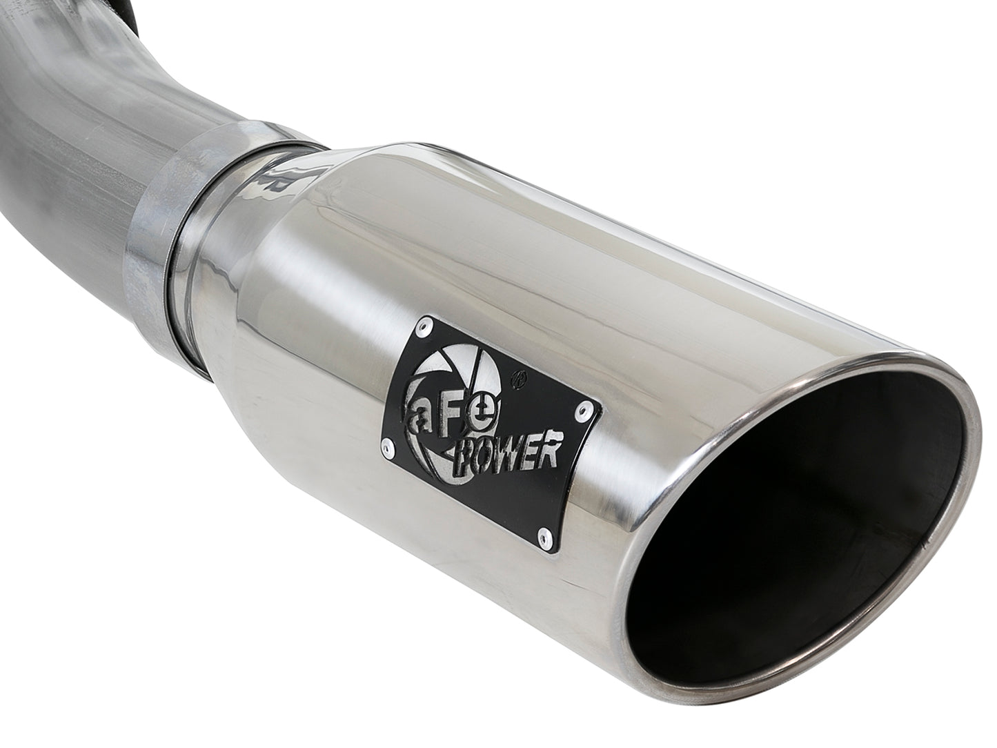 aFe Large Bore-HD 4 IN 409 Stainless Steel Turbo-Back Exhaust System w/ Polished T