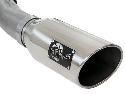 aFe Large Bore-HD 4 IN 409 Stainless Steel Turbo-Back Exhaust System w/ Polished T