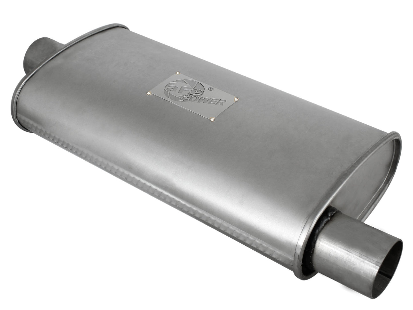 aFe Scorpion Aluminized Steel Pass-Through Muffler - Body Length 18 in, Body Width 9 in