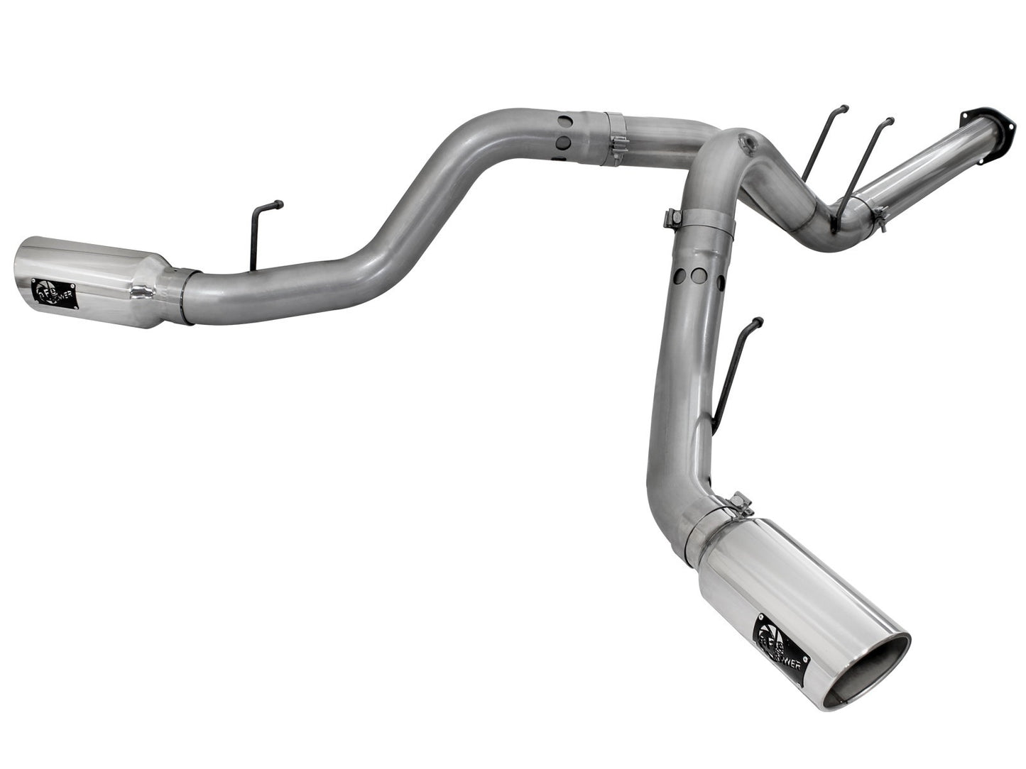 aFe Large Bore-HD 4 IN 409 Stainless Steel DPF-Back Exhaust System w/Polished Tip - Ford 2015-2016 6.7L