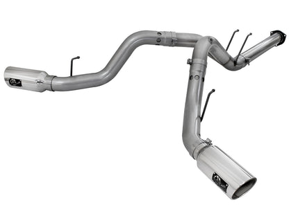 aFe Large Bore-HD 4 IN 409 Stainless Steel DPF-Back Exhaust System w/Polished Tip - Ford 2015-2016 6.7L