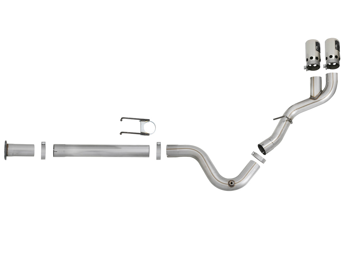 aFe Rebel XD Series 4 IN 409 Stainless Steel DPF-Back Exhaust w/Dual Polished Tips - Ford 2017-2026 6.7L