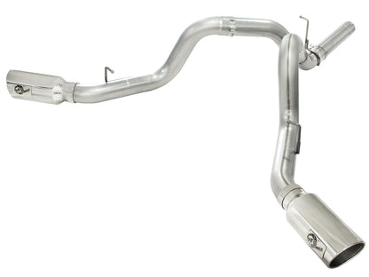 aFe Large Bore-HD 4 IN 409 Stainless Steel DPF-Back Exhaust System w/Polished Tip - Chevy/GMC 2011-2016 6.6L