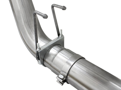 aFe Large Bore-HD 5 IN 409 Stainless Steel DPF-Back Exhaust System w/Black Tip - Ford 2015-2016 6.7L