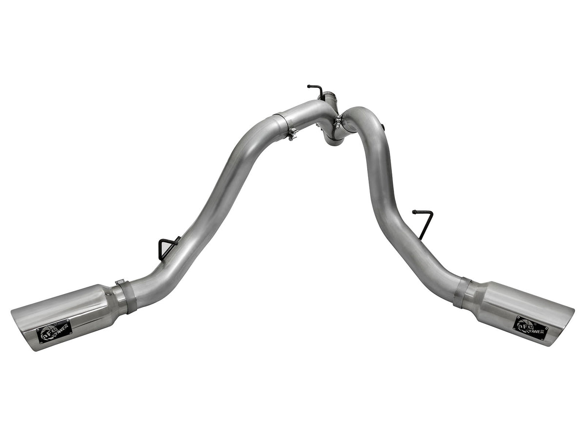 aFe Large Bore-HD 4 IN 409 Stainless Steel DPF-Back Exhaust System w/Polished Tip - Chevy/GMC 2016 6.6L