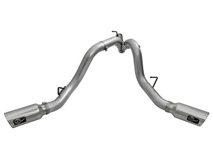 aFe Large Bore-HD 4 IN 409 Stainless Steel DPF-Back Exhaust System w/Polished Tip - Chevy/GMC 2016 6.6L