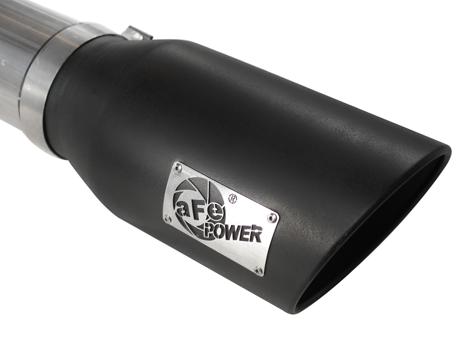 aFe Large Bore-HD 5 IN 409 Stainless Steel DPF-Back Exhaust System w/Black Tip - Chevy/GMC 2007-2010 6.6L