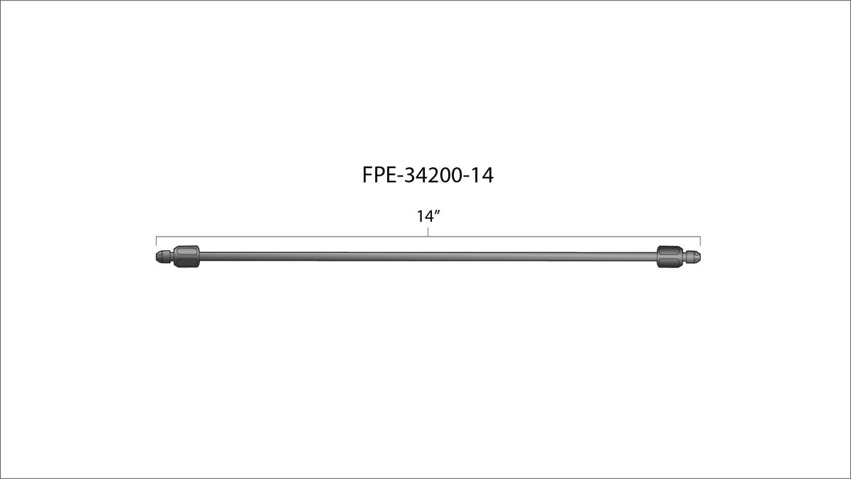 Fleece 14" High Pressure Fuel Line (8mm x 3.5mm Line, M14x1.5 Nuts)