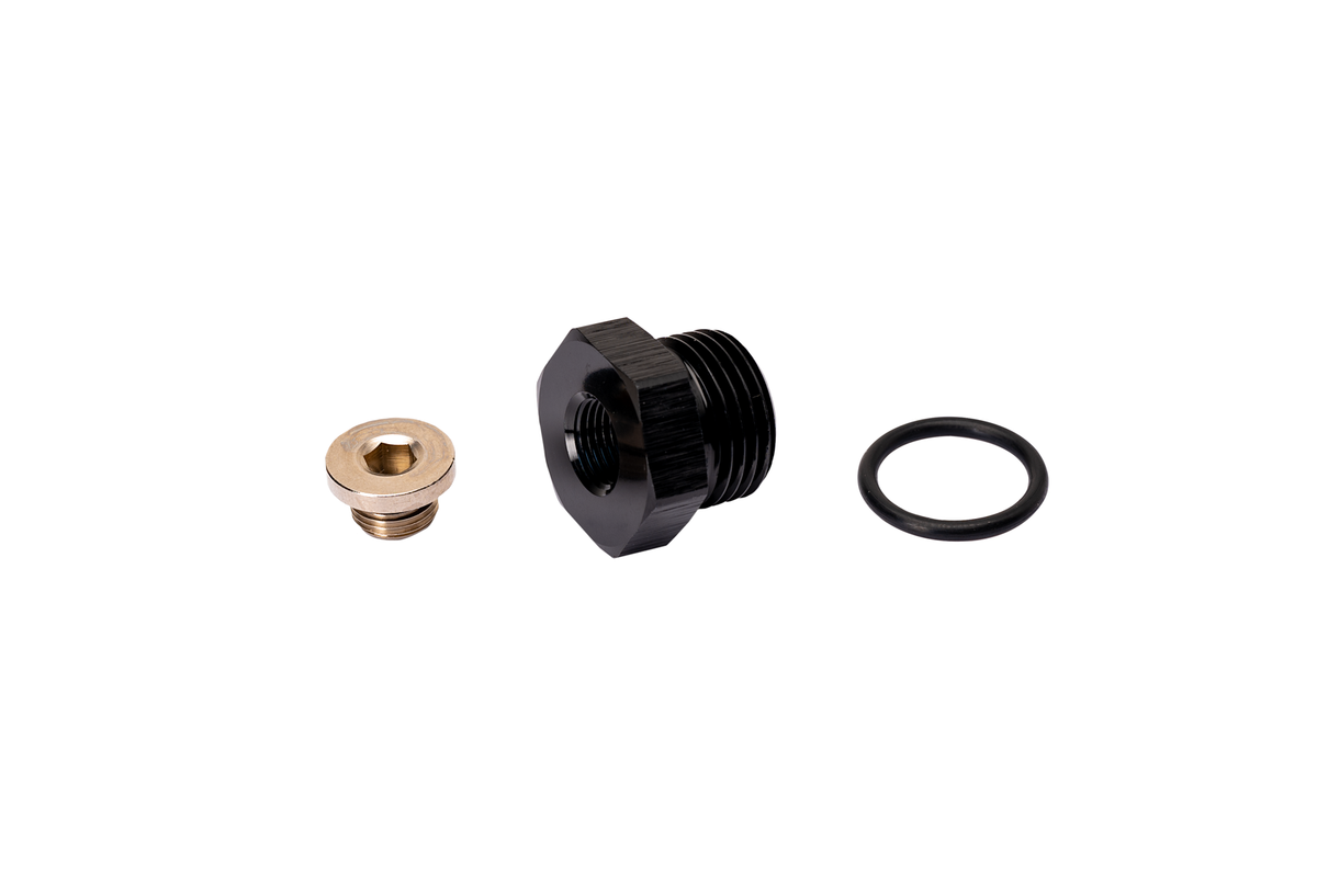 Fleece 3/4-16" O-ring to 1/8" NPT adapter w/ 1/8" NPT plug