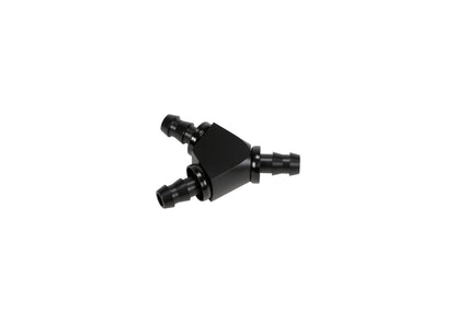 Fleece 3/8" Black Anodized Aluminum Y Barbed Fitting (For -6 Pushlock Hose)