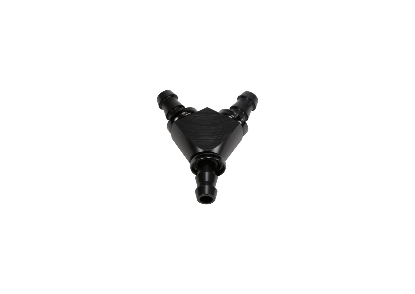 Fleece 3/8" Black Anodized Aluminum Y Barbed Fitting (For -6 Pushlock Hose)