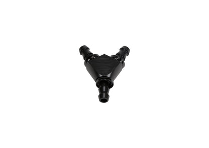 Fleece 3/8" Black Anodized Aluminum Y Barbed Fitting (For -6 Pushlock Hose)