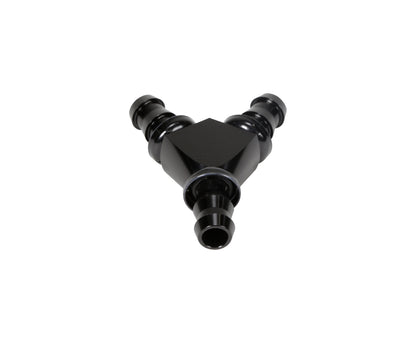 Fleece 1/2" Black Anodized Aluminum Y Barbed Fitting (For -8 Pushlock Hose)
