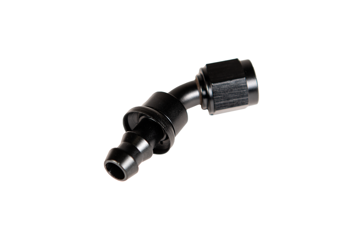 Fleece 8 45deg to Hose Barb Black
