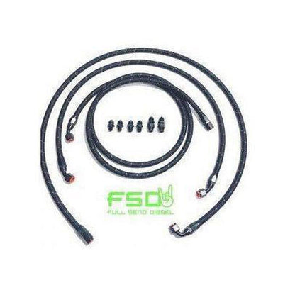 Full Send Diesel 94-02 Dodge Cummins Stock Replacement Transmission Line Kit Black Braided