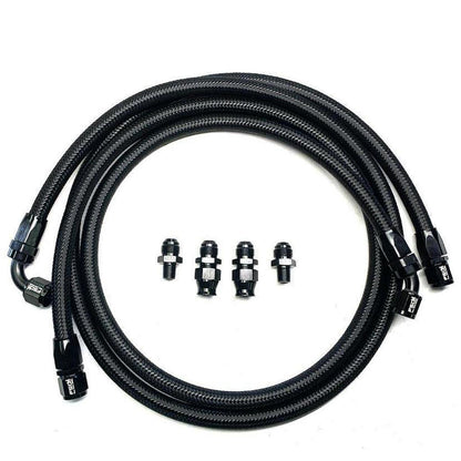 Full Send Diesel 94-07 Dodge Cummins Stock Replacement Transmission Line Kit Black Braided Bypass Heat Exchanger