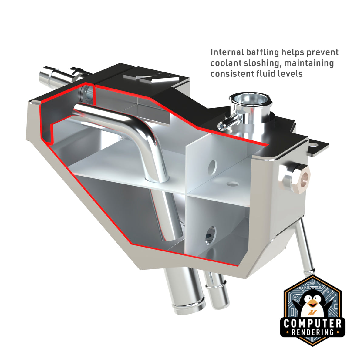 Mishimoto Aluminum Secondary Degas Tank, Natural, fits Ford 6.7L Powerstroke 2011+