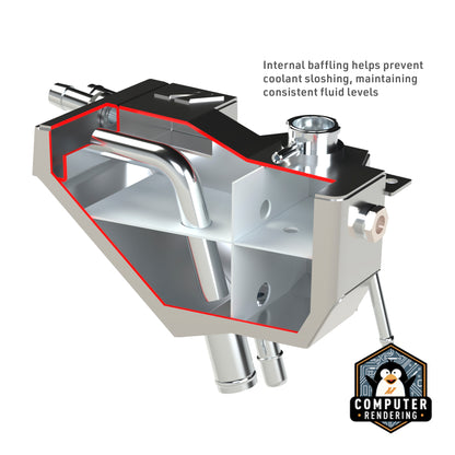 Mishimoto Aluminum Secondary Degas Tank, Natural, fits Ford 6.7L Powerstroke 2011+