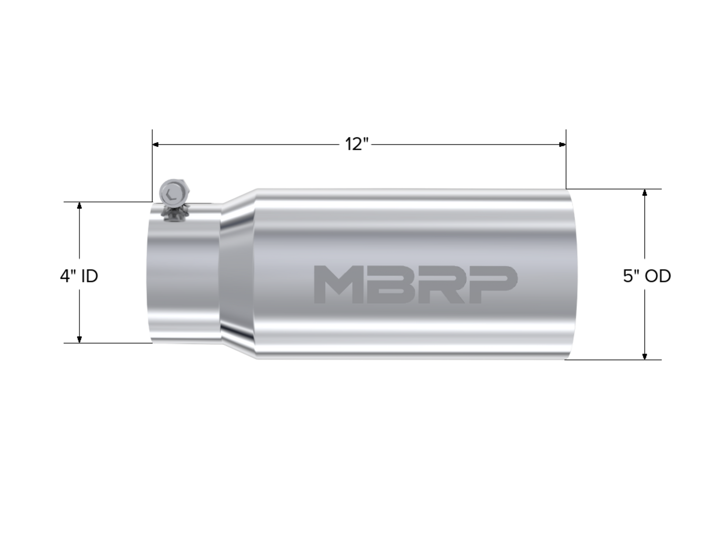 MBRP 5" OD.. Dual Wall Straight. 4" Inlet. T304 Stainless Steel. T5049