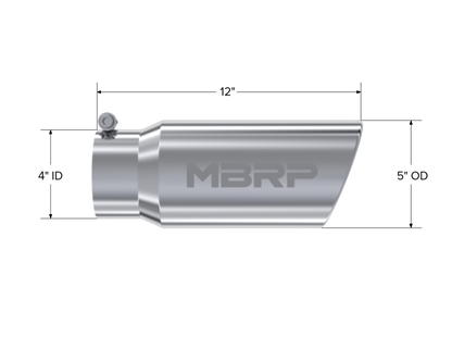 MBRP 5" Inlet OD. Angled Rolled End. 4" Inlet ID. 12" Length. T304 T5051