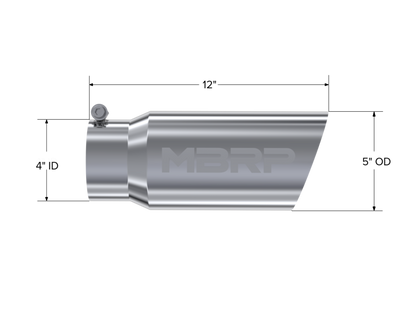 MBRP Tip. 5in. O.D. Angled Single Walled 4in. inlet 12in. length. T304. T5052