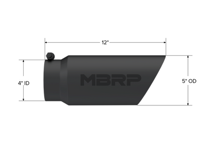 MBRP Tip. 5in. O.D.. Dual Wall Angled. 4in. inlet 12in. Length. BLK T5053BLK