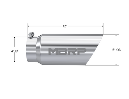 MBRP Tip. 5in. O.D. Dual Wall Angled 4in. inlet 12in. length. T304. T5053