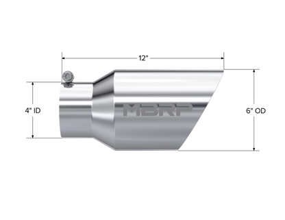 MBRP Tip. 6in. O.D. Dual Wall Angled 4in. inlet 12in. length. T304. T5072
