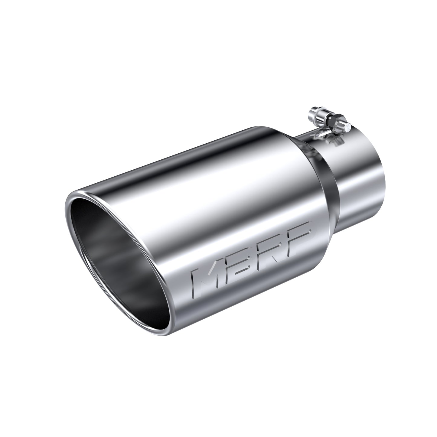 MBRP Tip 6" OD. Angled Rolled End. 4" ID. 12" length. T304 Stainless Steel. T5073