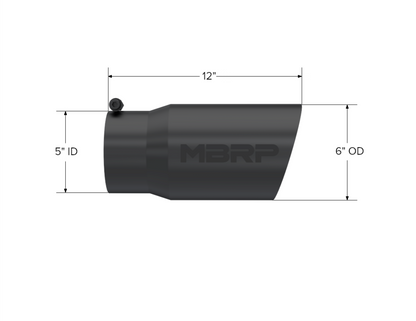 MBRP 6" OD. Dual Wall Angled. 5" ID. 12" Length. BLK. T5074BLK