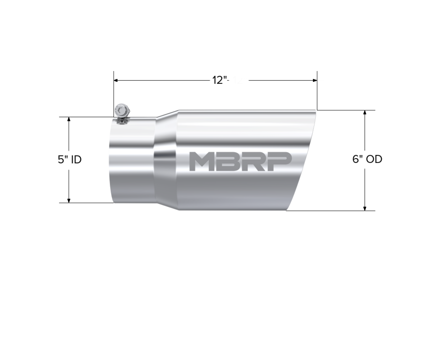 MBRP Tip. 6in. O.D. Dual Wall Angled 5in. inlet 12in. length. T304. T5074