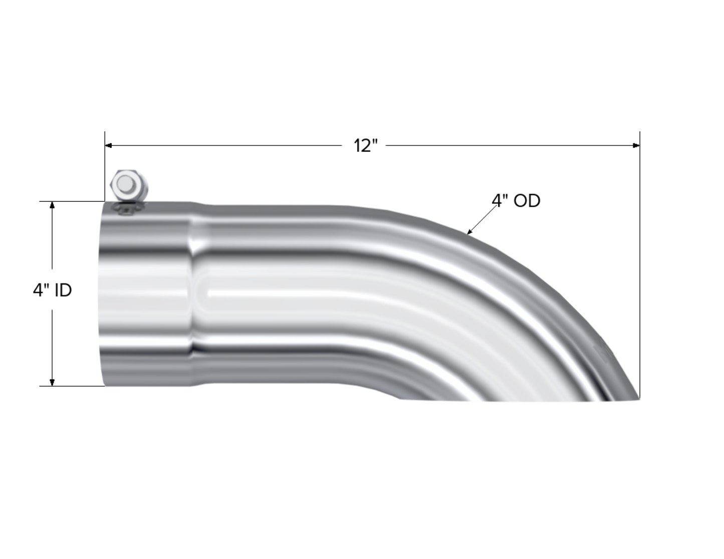 MBRP Tip. 4in. O.D. Turn Down 4in. inlet 12in. length. T304. T5081