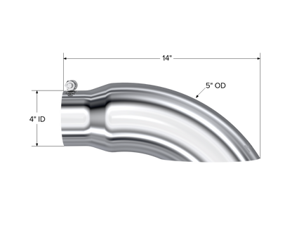 MBRP Tip. 5in. O.D. Turn Down 4in. inlet 14in. length. T304. T5086