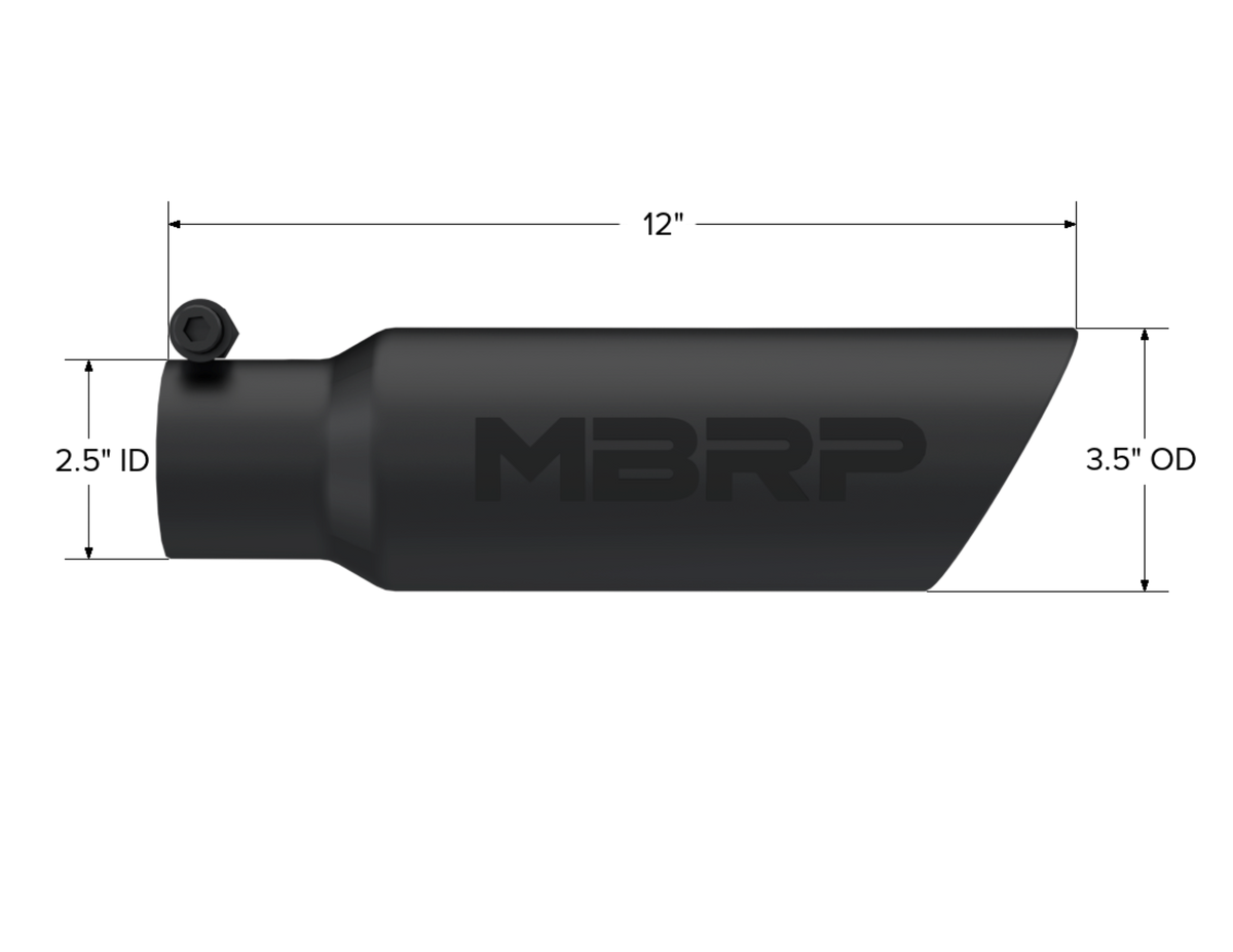 MBRP Tip. 3in. O.D. Dual Wall Angled 2in. inlet 12in. Length. BLK T5106BLK