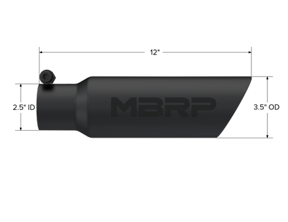 MBRP Tip. 3in. O.D. Dual Wall Angled 2in. inlet 12in. Length. BLK T5106BLK